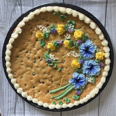 $45- Spray of Flowers Chocolate Chip Cookie Cake 